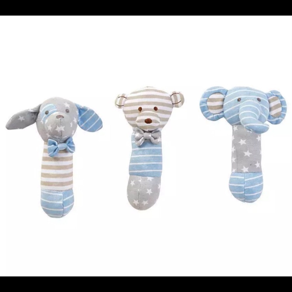 Mud pie twinkle stick rattles bear dog & elephant